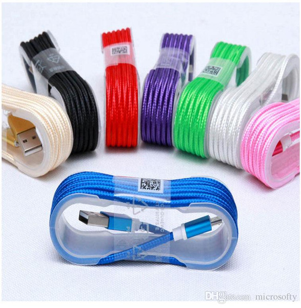 1.5m V8 8PIN Micro USB Cable Metal Nylon Braided Wire USB Charger Sync Data Cable for Samsung Galaxy Sony Cell I Phones