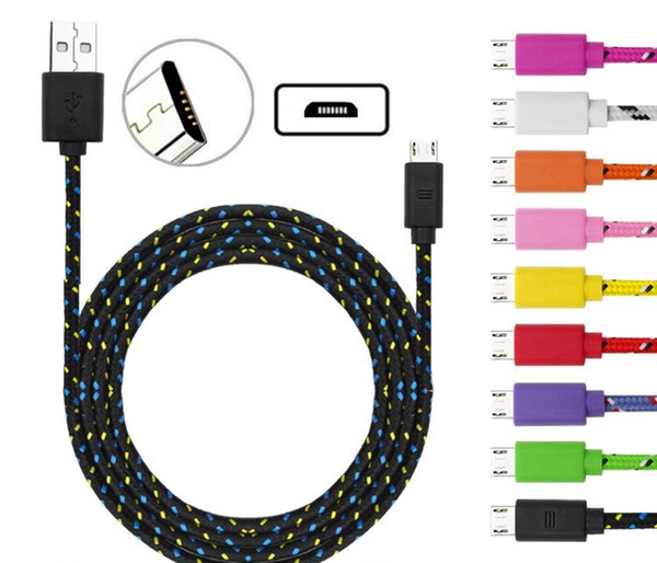 1m 3ft High Quality Fabric Braided Type C V8 Micro USB Data Charging Charger Cable For Samsung Galaxy S6 S8 S9 S10 8 7 X HTC Android Huawei