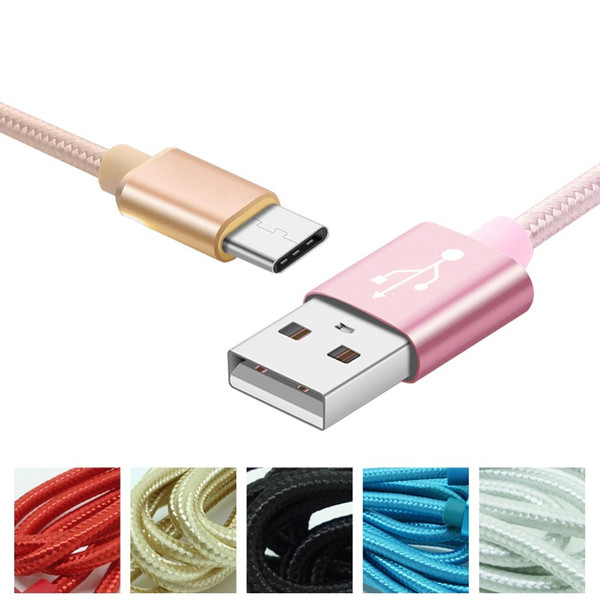 Type C Micro USB V8 Cable Android Charging Charger Metal Housing Braided Cord 1M 2M 3M Wire For Samsung s6 s7 s8 s9 s10 i 6 7 8 X Iphone HTC