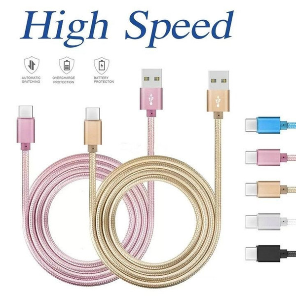 High Speed 1M 2M Metal Housing Braided Type C Micro USB Cable Durable Charging Charger for Android Cell phone samsung S9 S8 S7 X I 8 7 6