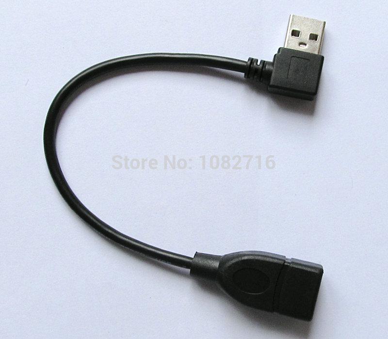 2pcs USB A 2.0 90 degree left angle male to female Data Charging connector adapter cord extension cable 20cm , Free shipping