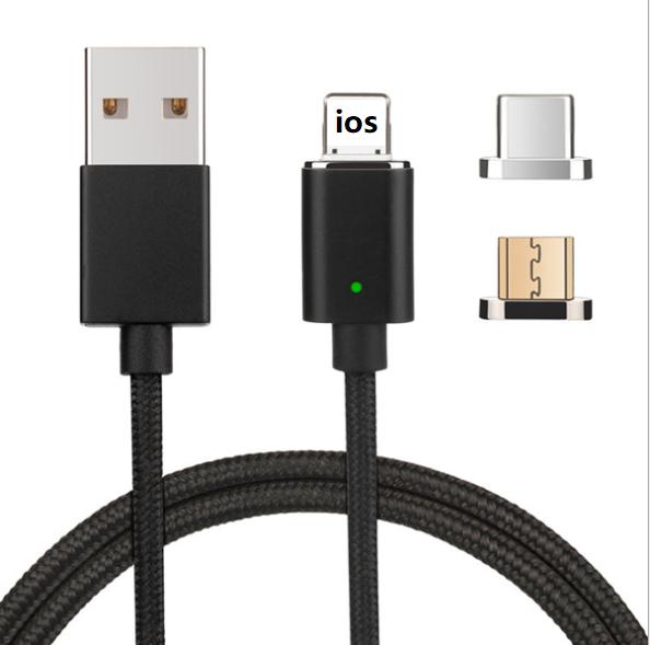 1m 3ft Magnetic Braided Cable MobileType C Micro USB Magnet Charger Cable For iPhone Xs Max 7 8plus Samsung Xiaomi Huawei with Package