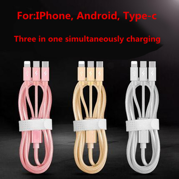 USB Charger 1.2M Long Nylon Thread Strong Micro Pure copper Data Cables Line Charging for iphone Android Type C Cell Phone Cables