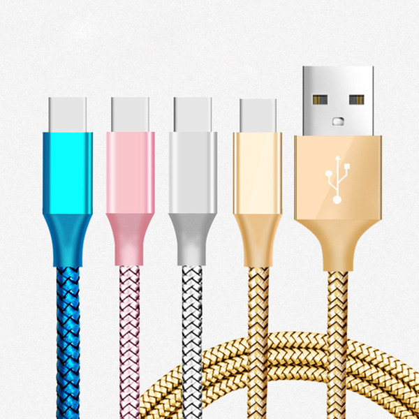 Braided Nylon USB Charger Cable Android Micro USB Cable Metal Plug Data Cord Charing for iPhone Samsung LG Smart Phone