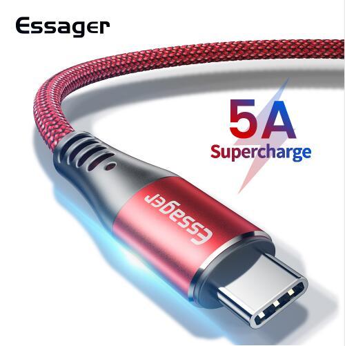 Essager 5A Supercharge SCP USB Type C Cable For Huawei Mate 20 Lite P30 P20 Pro Fast Charging USBC Type-C Cable USB-C Charger