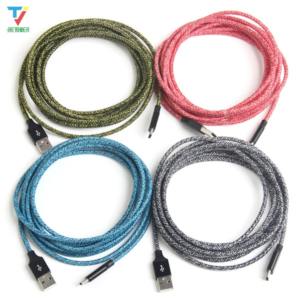 1000pcs/lot 1m 2m 3m Colorful Cloth yarn micro 5pin fabric nylon braided usb data sync charger cable for samsung typeC type-c usb c 2A