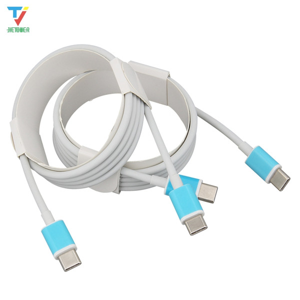 300pcs/lot 1m 2m typec to typec White Round cable Charging data line fit for Android micro usb 5pin type-c for Samsung General purpose