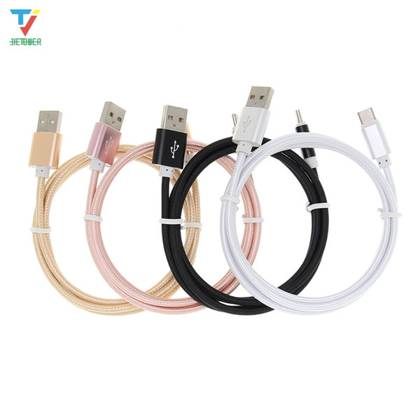 500pcs/lot good quality fast charger nylon braided cable for typeC for samsung huawei xiaomi Micro USB Cable 2A Fast Charger