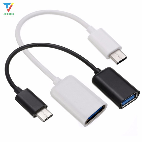 100pcs/lot New Type C OTG Cable Adapter USB 3.1 Type-C Male to USB 2.0 A Female OTG Data Cable Cord Adapter White/Black 16.5cm