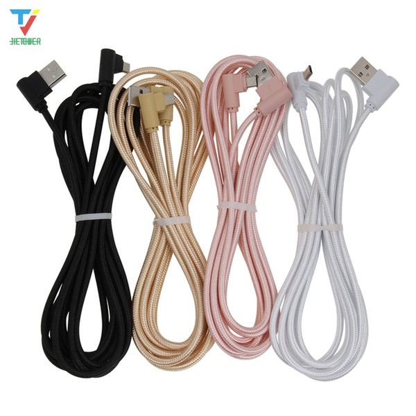 100pcs braided elbow Data Line charger 0.25m 1m 2m 3m For Android pin5 type-c Fast Charger USB-C Cord Micro USB Type C Cable For Phone Cable