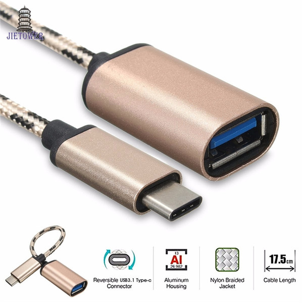 500pcs/lot Micro USB Cable USB 3.1 Type-C USB-C OTG Cable USB3.1 Male to USB2.0 Type-A Female Adapter Cord Charging mobile phone