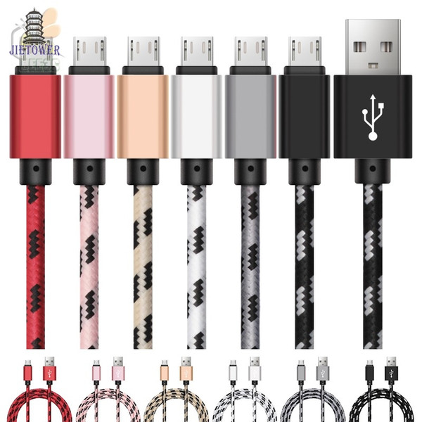 500pcs/lot Lattice Braided Charging Data Cable High quality Core 1m/2m/3 m Fast chargering for Type-c for Micro USB 5pin