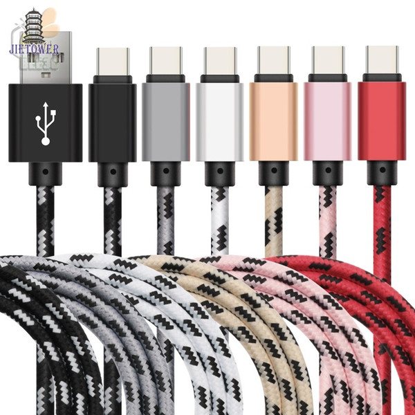 100pcs/lot stylish nylon fiber Lattice Braid long Charging Data Cable Type-c/5pin android to USB for xiaomi samsung huawei 1m/2m/3m