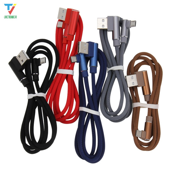 300pcs/lot 1m/2m/3m 2side 90 Degree L-shaped cloth Braided Fabric Cloth USB Data Cable Type-c micro usb Android Cable for Xiaomi Samsung