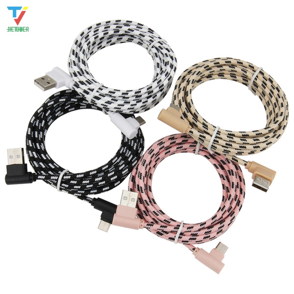 300pcs/lot 1m 2m 3m Elbow Lattice Line Charging data line fit for Android micro usb 5pin type-c for Samsung General purpose high quality