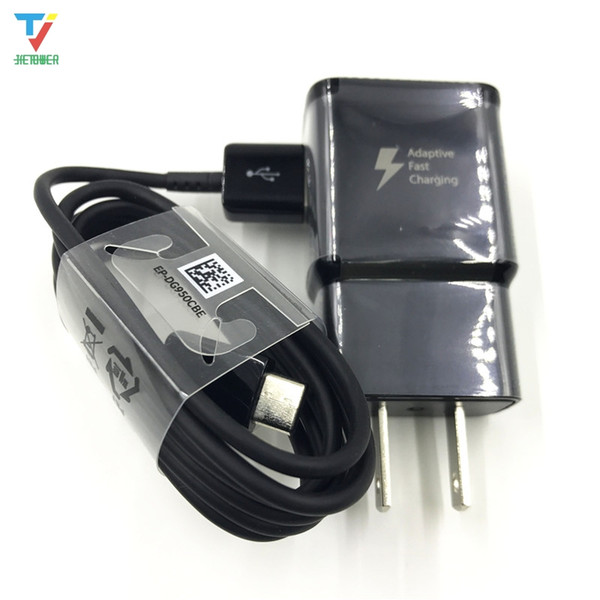 100sets/lot Black/white For Samsung Galaxy note 8,S8,S8plus s9 Fast Charger Adaptive Quick Charge9V 1.67A &5V 2A with 1.2M Type-C Cable