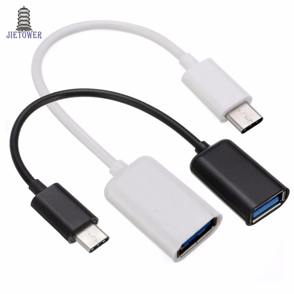 100pcs/lot 16.5cm Mini White/Black Type-C Cable Adapter USB 3.1 Type-C Male to USB 2.0 A Female OTG Data Cable Cord Adapter