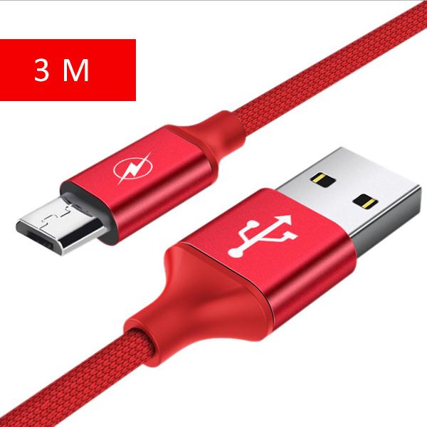 Nylon Micro USB Charging Sync Data Cable For Samsung S6 Xiaomi Redmi Note 4 4X Phone Long Charger Cables 3M