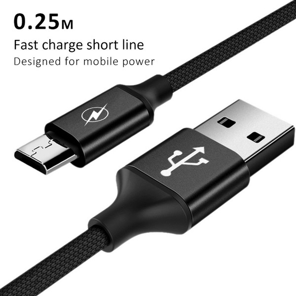 Micro USB Fast Charging&Sync Data Cable Andriod For Samsung S6 Xiaomi Redmi Note 4 4X Phone Short Charger Cables 0.25M