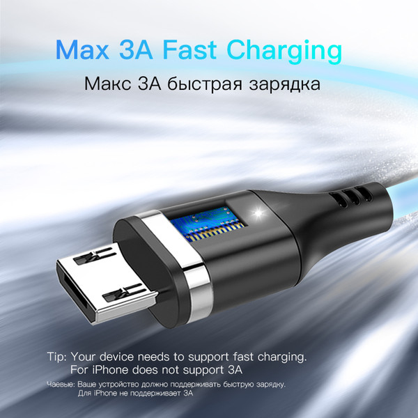 Magnetic Cable 3A Fast Quick Charging Micro USB Phone For Samsung Xiaomi Huawei Magnet Charger Data Cables 1M Wholesale