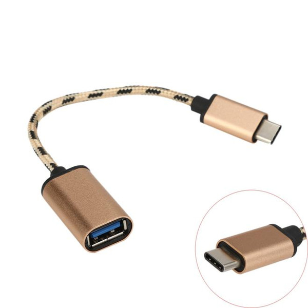 USB-C 3.1 Type C Male To USB 2.0 Female Nylon Braided Adapter Sync Data Charger OTG Cable Converter For Phone Laptop 500pcs/lot