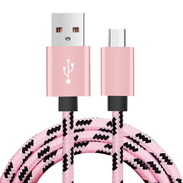 1M 2M 3M Braided 8Pin/Type-c/5pin USB Charger Lattice Cable Fabric Data Sync Lead Phone Accessory Bundles for iPhone for Samsung 300pcs/lot