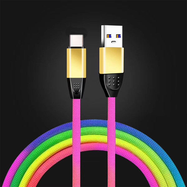 Gradient color data line with high strength copper wire is suitable for iPhone Android Micro USB and Type-C