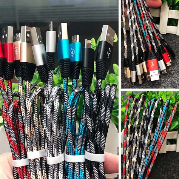 100CM 1M 3FT Micro USB Cable Durable Nylon Braided High-Speed Charging Cables for Android Smart Phone Samsung Huawei LG New Arrival