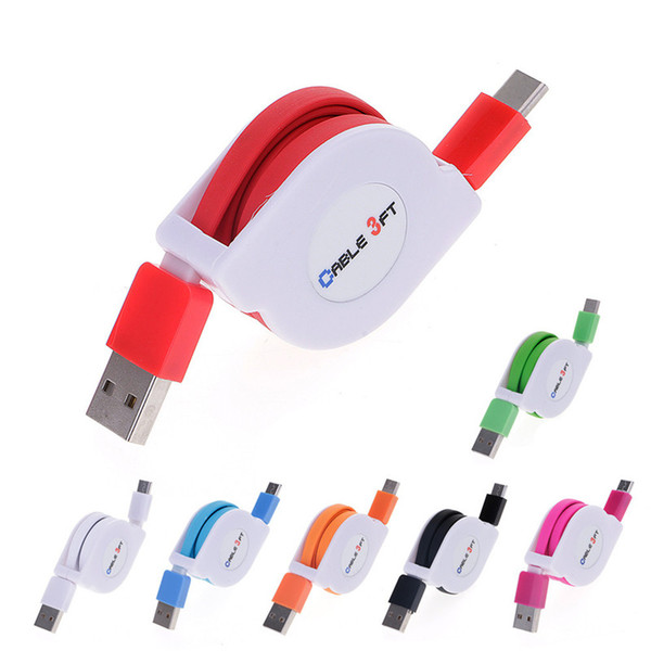 1M3ft Retractable USB 2.0 Type C Data Sync Charger Cable for Samsung Huwei LG HTC Redmi Pro Asus Zenfone 3 Type C