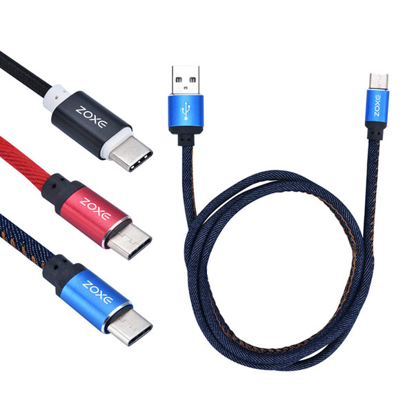 type-c 2.0 to usb Jean Cloth USB Cable For all Mobile Phone Data Line Fast Charging Charger Cable