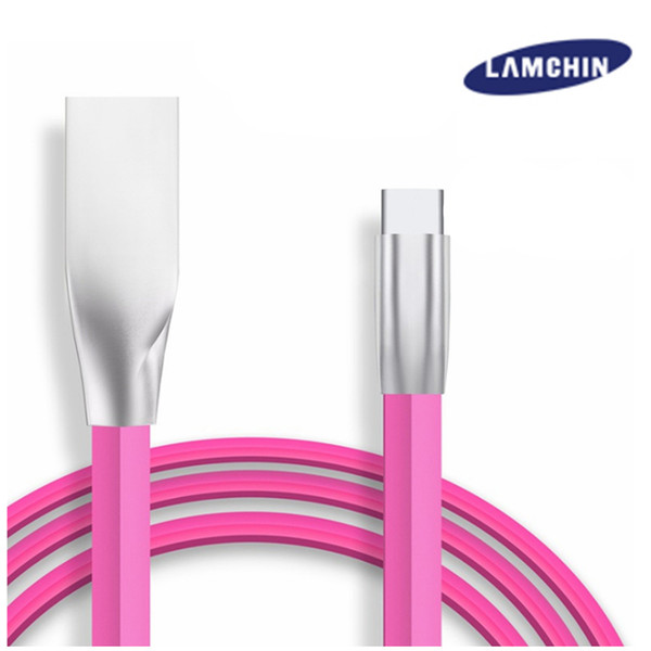 USB Cable Fast Charger Zinc Alloy Metal Connector Pure Copper 1M 3FT 2A Wire Data Cable for Type-C Android 2in1 with Package