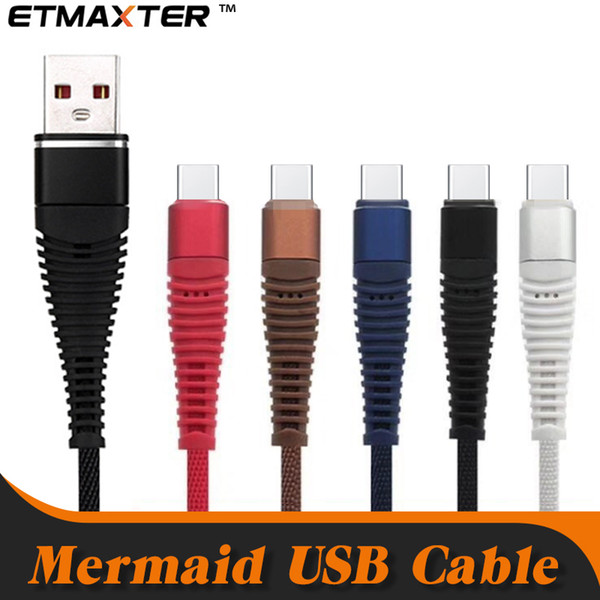 Fast Charger Cable Mermaid Braided Nylon Usb Cable 10FT 6FT 3FT TypeC Micro Cable for IP X Xs Max Samsung