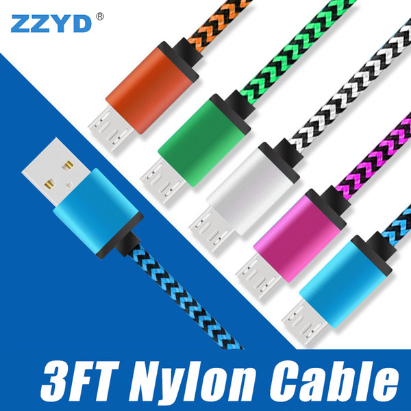 1M 3FT Nylon Braided Cables Micro iPhone USB Cable 1A Male to Charger Cord for iPhone Android