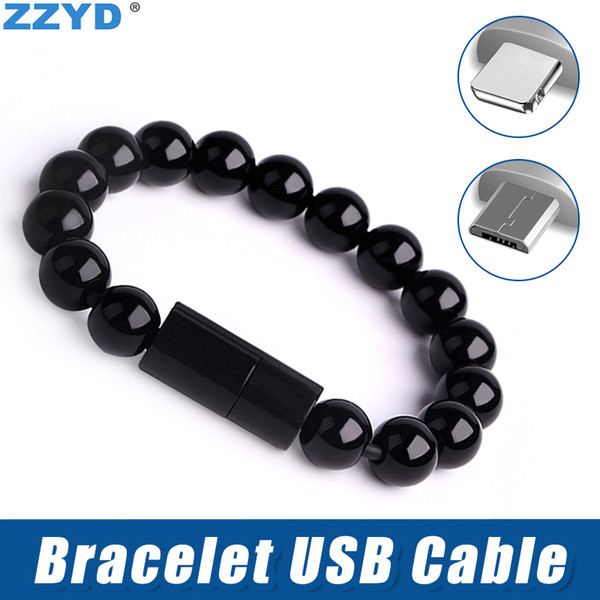 ZZYD Micro USB Cable Beads Bracelet Charging Sync Data Phone Charger Cables for Samsung S6 S7 iP8 X Xr Xs Max