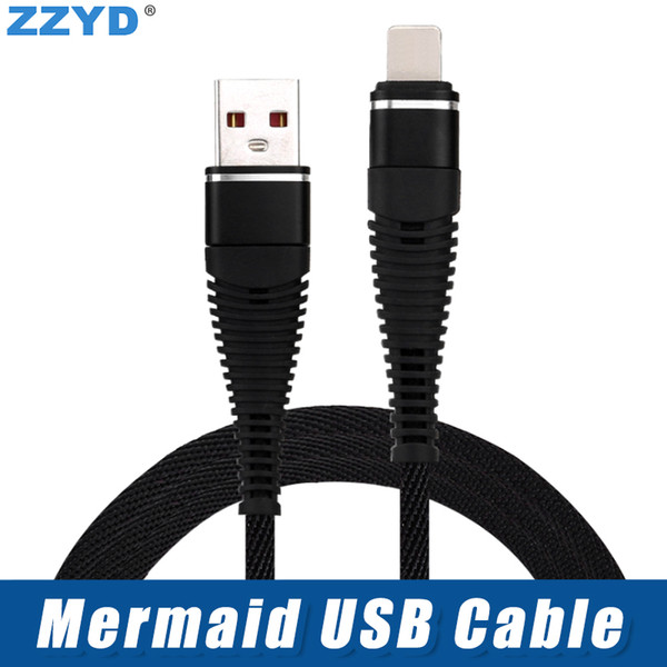 ZZYD 10FT 6FT 3FT Mermaid Usb Cable Braided Nylon TypeC Micro Data Charger for iPX Xs Max Samsung Note8 S8 Any Phone