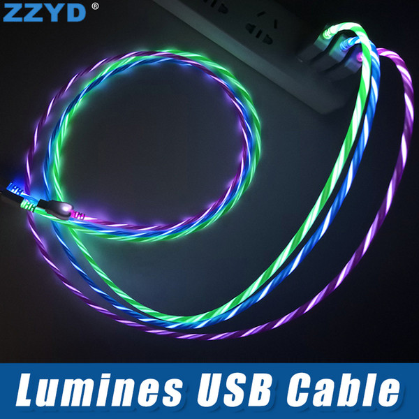 ZZYD 1M 3FT Led Lumines USB Charger Cable Micro Charging for iPXs Max Samsung S7 Any Phone