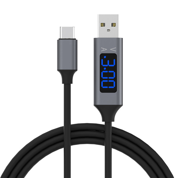 TPE Voltage Current Smartly Display Data Cable LCD Screen Fast charger cable Applied Android Iphone Type-C plug