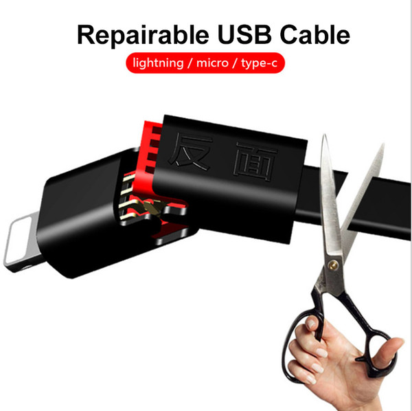 Repairable USB Cable High Tensile 2A Charging Data Lighting Cable Type C Lightning Micro for Samsung Xiaomi Huawei LG iPhone Sync Cables