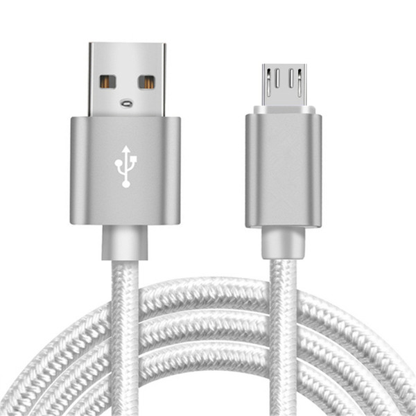 2M 1M Micro USB charge Cable Metal Housing Braided Cable 2.1A Durable High Speed Charging Cable for Android Smart Phone