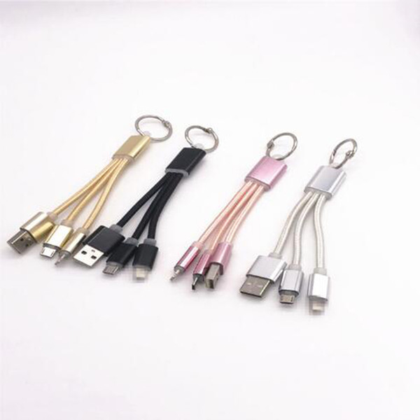 Multifunctional one-two braided key chain data line for Android metal nylon fast charge, data transmission charging line