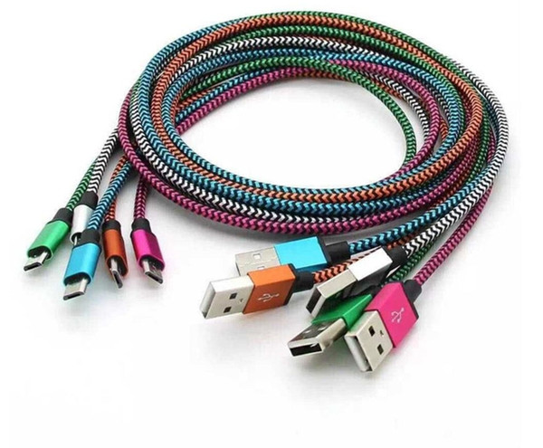 100PCS 3M 3FT Aluminium Fabric Type-C usb cable Date Sync Charger Cable for SamsungS8 S9 HTC xiaomi huaweiP9 P1