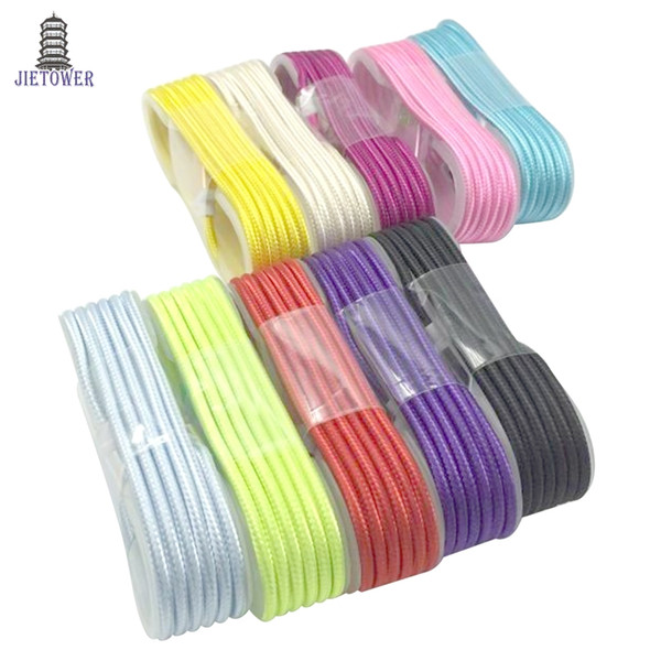 100pcs/lot MultiColor 1.5M Nylon Braided Rope Neto Micro USB Charger Sync Data Cable For Android & Samsung 3.1 Type-C 50 pcs