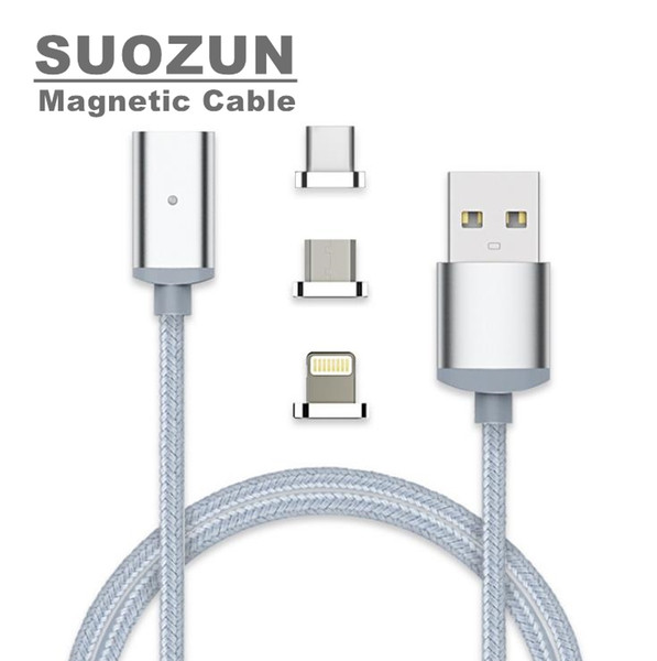 SUOZUN Magnetic Cable 1M Type C Micro USB C 8 pin Fast Charging Adapter Phone Microusb Type-C Magnet Charger For iphone X 7 6 cord