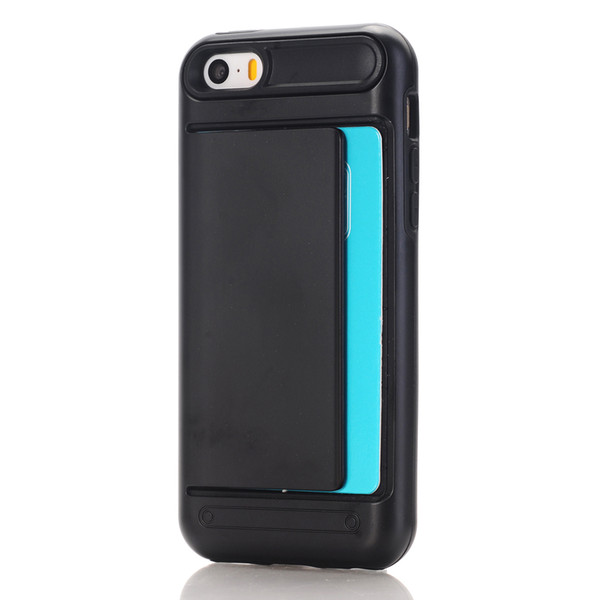 Cardslot Case For iphone 6s plus Soft TPU+PC card holder back cover for iphone 6 cases 2017 hot sale 11kinds color