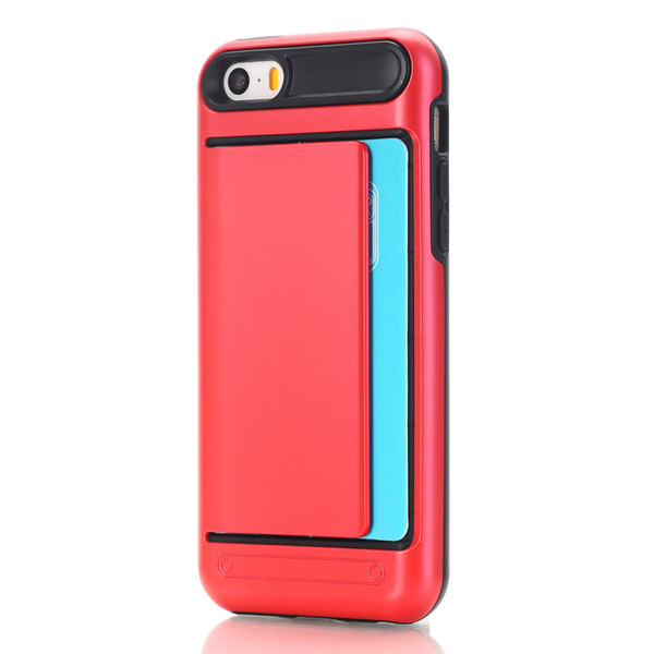 10pcs Cardslot Case For iphone 6s plus Soft TPU+PC card holder back cover for iphone 6 cases 2017 hot sale 11kinds color