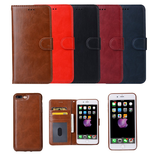 Wallet Case For Iphone 7 6 6s Plus Samsung S8 Leather Book Case 2in1 Multi-function Magnetic Detachable Cover for iphone7 Plus S8 plus