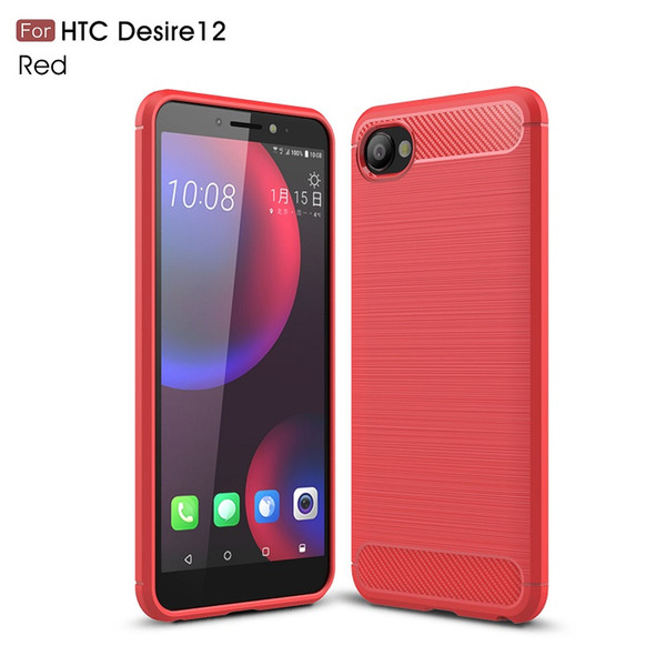 10PCS DHL Free Mobilephone Cases For HTC Desire12 Carbon Fiber back cover for HTC D12 soft TPU case