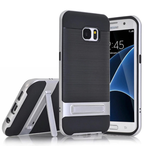 10PCS For Samsung Galaxy S7 Edge case soft TPU Carbon Fiber kickstand back cover for S7 edge phone case 2017 hot