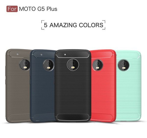 MOBILEPHONE CASE FOR MOTO G5 PLUS SOFT TPU CARBON FIBER ARMOR RUGGED FITTED SLIM CASE FOR MOTO G5 COVER ACCENT TEXTURE