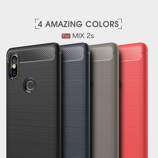 10PCS Summer Case For Xiaomi Mix2S Luxury Carbon Fiber cases for Xiaomi Mix2s back cover Free shipping